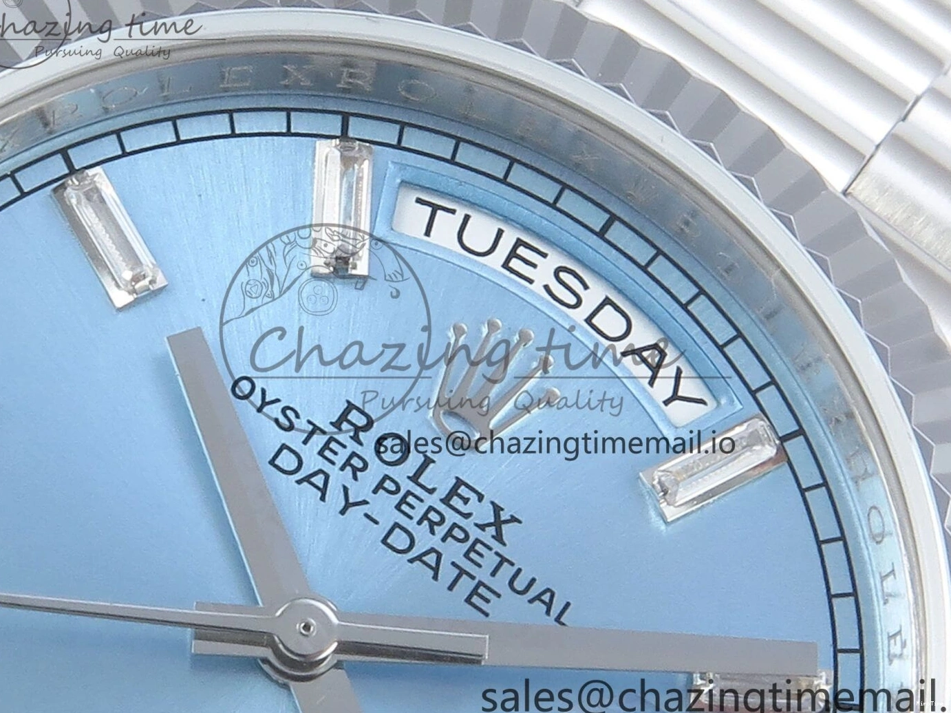 MiroTime 0404 Day Date 36 YG 128236 KF 1:1 Best Edition Ice Blue Crystal Dial on President Bracelet A2836 (Gain Weight) Modern 500